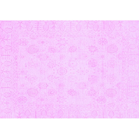 Ahgly Company Machine Washable Indoor Rectangle Oriental Purple Traditional Area Rugs, 8' x 10'