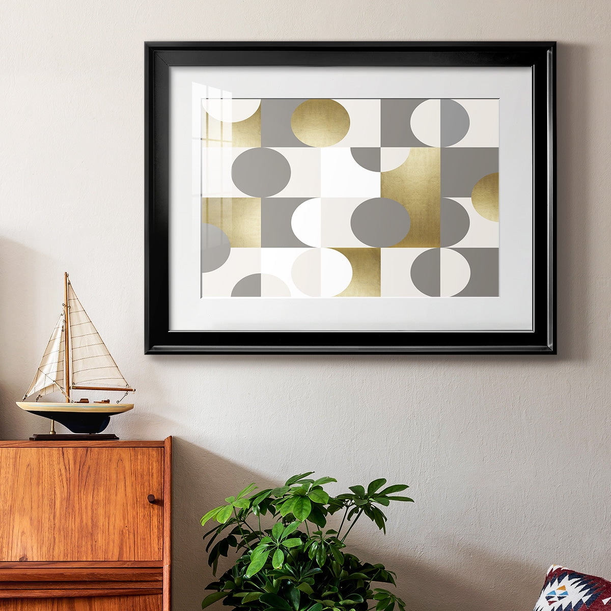 Modern Gold Reflections Premium Framed Print - Ready to Hang
