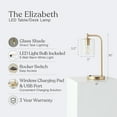 thumbnail image 5 of Brightech Elizabeth LED Table Lamp Set Wireless Charging Pad and USB Port, Bedside Reading Lamp, Vintage Brass Gold Desk Lamp, Nightstand Lamp with LED Bulb for Bedroom, 5 of 6