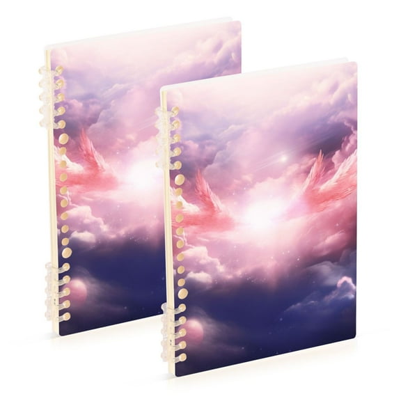 Purple Starry Sky Ring Binder Notebook Journey Note Diary College Ruled Spiral Notebook Study Loose Leaf Paper A5 60 Pages