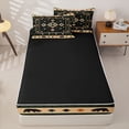 thumbnail image 4 of Homewish Bohemian Bear Animals Zipper Queen Comforter Set with Fitted Sheet and 2 Pillowcases,Retro Geometric Rhombus Zipper Bedding Set,Black Reversible,4pcs, 4 of 8