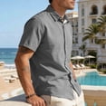 thumbnail image 2 of Stamzod Mens Button Up Shirts Short Sleeve Summer Turndown Casual Shirts Beach Vacation Hawaiian Shirt for Men Gray-2 XXXL, 2 of 6