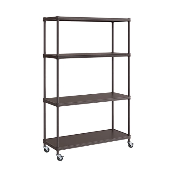 Seville Classics HOME 4-Tier Steel Wire Shelving with Wheels, 36" W x 14" D x 56.5" H, Rich Brown
