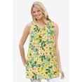 thumbnail image 3 of Woman Within Plus Size Perfect Printed Sleeveless Shirred V-Neck Tunic, 3 of 6