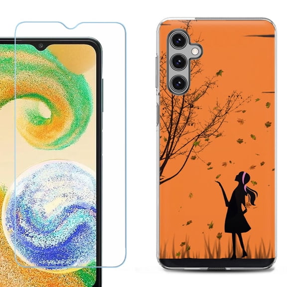 Shockproof Gel Phone Case for Samsung Galaxy A14 5G, with Tempered Glass Screen Protector, by OneToughShield ® - Autumn Leaf