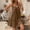 *Brown, variant on ClodeEU Women's Summer V Neck Spaghetti Strap Ruched Ruffle Hem Mini Dress,Solid Color Loose Fit Casual Flowy Sundress Black,Women's Plus L