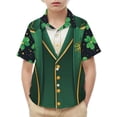 thumbnail image 6 of LEKWK Boys St. Patrick's Day Shirt Faux Suit Vest Graphic Short Sleeve Button Down Top Irish Festival Performance Wear, 6 of 9