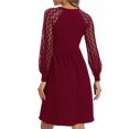 thumbnail image 4 of Pompotops Mode Femmes Automne O-Cou Creux Solide en Vrac Confortable Robe à Manches Longues, 4 of 6