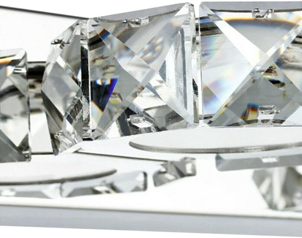 Vanity Lights,LED Modern Bathroom Vanity Lights,Front Make-up Crystal Mirror Light for Makeup Lighting Over Mirror Cabinet Sink (3 Square Lights Cold White)