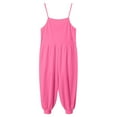 thumbnail image 4 of Zanarzt Kids Jumpsuit Girls Jumpsuit Kids Fashion Sleeveless Wide Leg Romper One Piece Summer Outfits Hot Pink,5-6 Years, 4 of 9