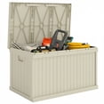 thumbnail image 1 of Outsunny 70 Gallon Deck Box, Resin Outdoor Storage Box with Handles, Sand, 1 of 10