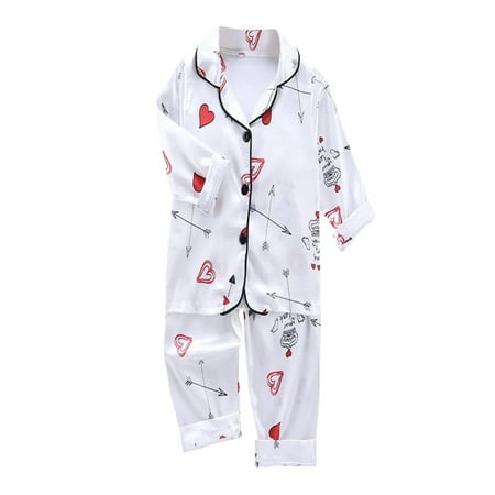 

Luxsea Summer Baby Kids Girls Boys Print Long Sleeve Pajamas Tops + Pants Sets Nightgown Suits1-6T