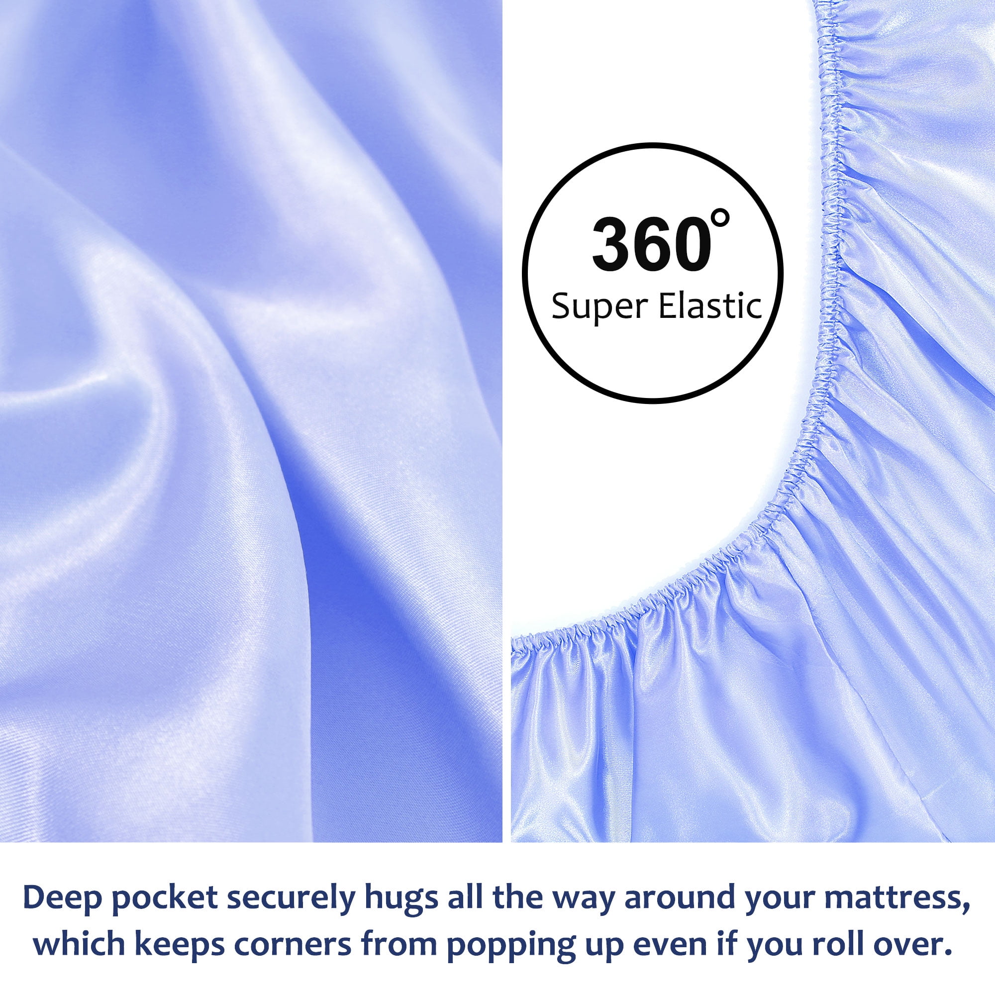 Unique Bargains 12" Large Pocket Satin Silk Fitted Sheet Full Purple