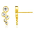 thumbnail image 1 of 14k Yellow Gold Climber Post Earrings with Circles and Cubic Zirconias, 1 of 2