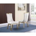 thumbnail image 2 of 9pc dining set- Recatngle Glass table with gold color base and White faux leather chairs, 2 of 4