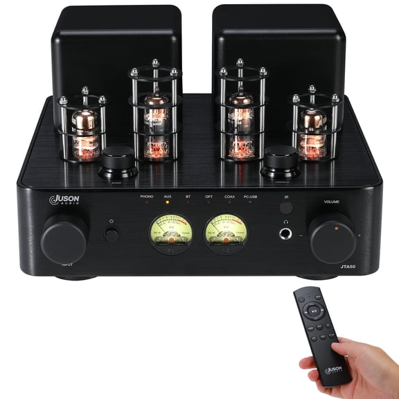 Juson Audio JTA50 New 100W Tube Amplifier Entry-Level Hifi 2.1CH Amp with BT, Remote,Aux,Coax, Phono and USB