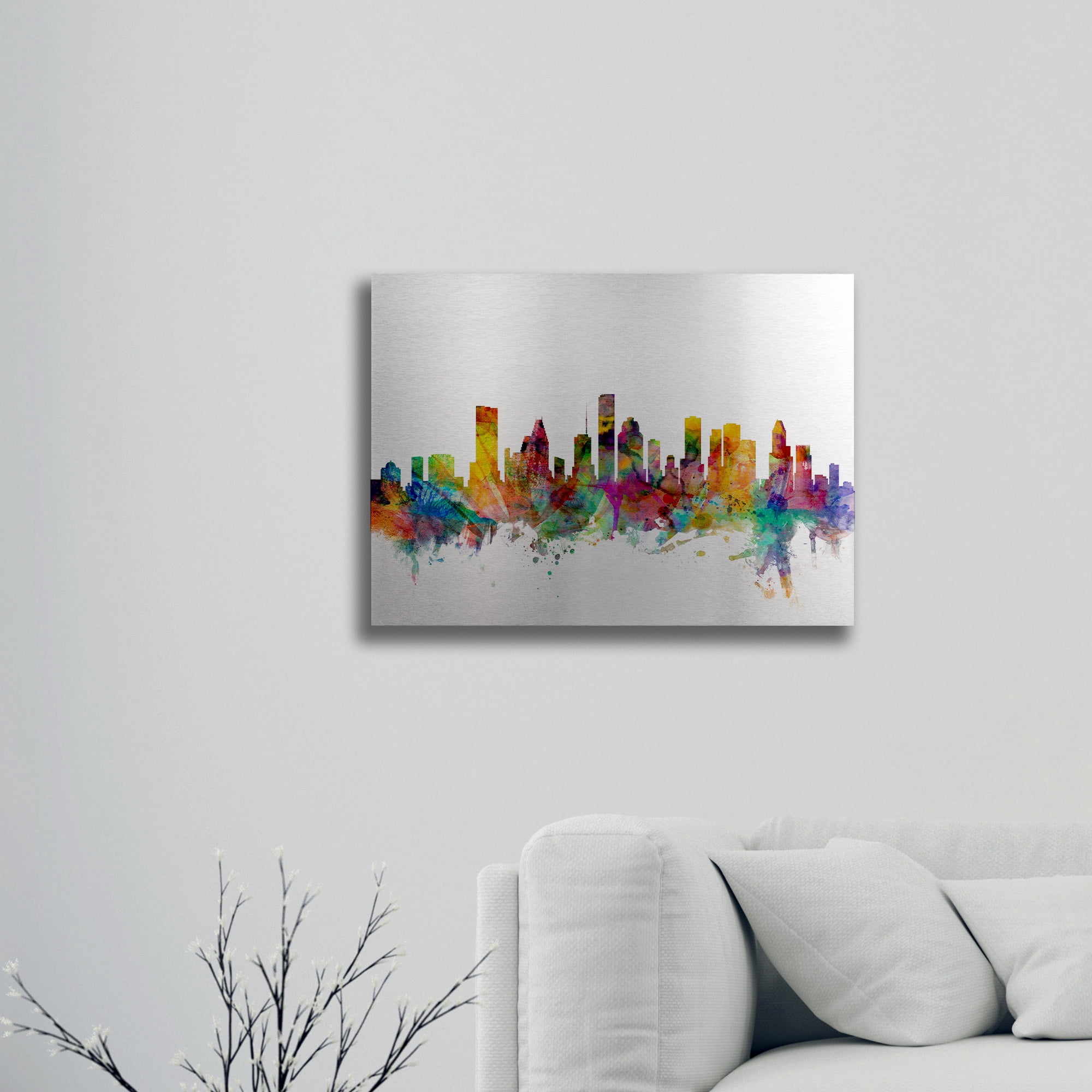 Trademark Fine Art 'Houston Texas Skyline' Brushed Aluminum Wall Art Art by Michael Tompsett
