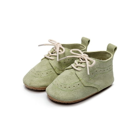 

Rotosw Newborn Flats Lace Up First Walking Shoes Prewalker Crib Shoe Lightweight Soft Sole Ankle Booties Indoor Anti-skid Sneaker Nubuck Green 6C