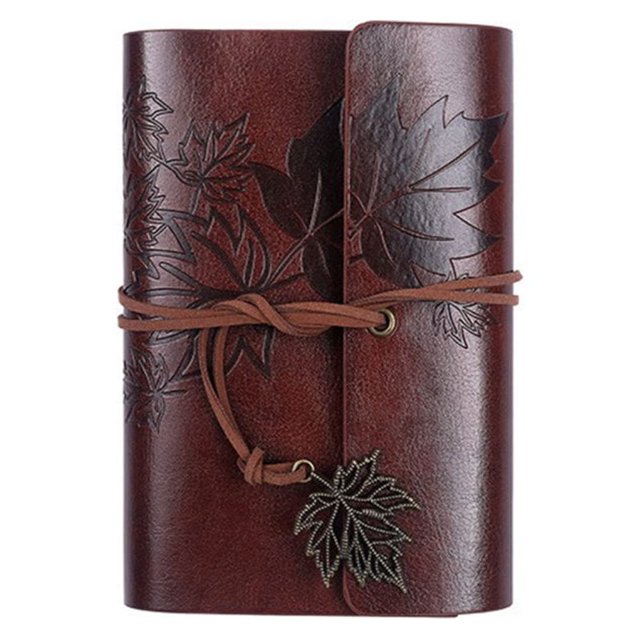 PENGXIANG Loose-leaf Refillable Notebook Lightweight Portable Notebook for Travelers Writers Brown A7