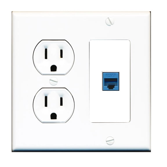Ultra Spec Cables Custom Round Outlet Wall Plate White with 1 Keystone Port - Choose your own Port