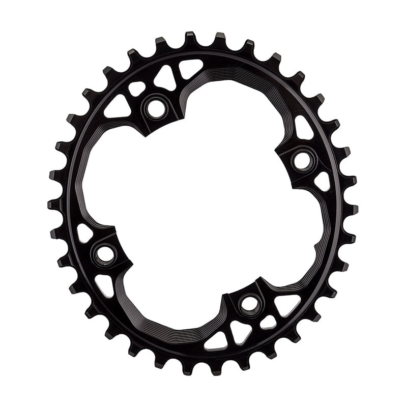 ABSOLUTEBLACK Oval Chainring - 110mm BCD, 34T, 4-Bolt, Narrow/Wide For 2x Systems, 7075 Aluminum Black