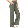 thumbnail image 2 of Wide Leg Pants Woman High Waist Yoga Pants with Pockets Loose Stretch Work Sweatpants Casual Lounge Olive Green XXL, 2 of 7