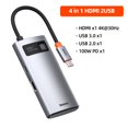 thumbnail image 1 of Baseus USB tipo C HUB USB C a HDMI compatible con RJ45 SD Reader PD 100W cargador USB 3,0 HUB para MacBook Pro Dock Station Splitter Tan Jianjun unisex, 1 of 2
