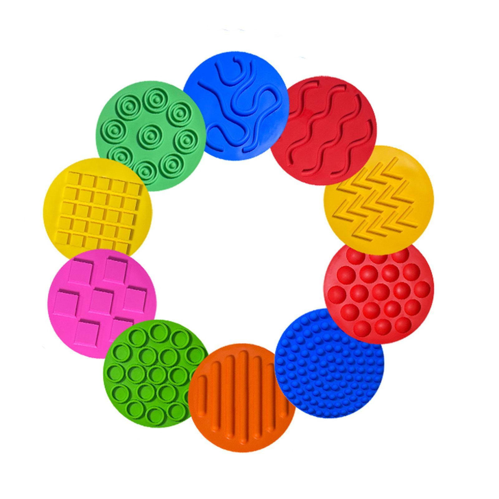 Tapis Sensoriels En Silicone - Lot De 10, Diamètre 10cm, Pour Jeux éducatifs Enfants, Textures Variées - 5