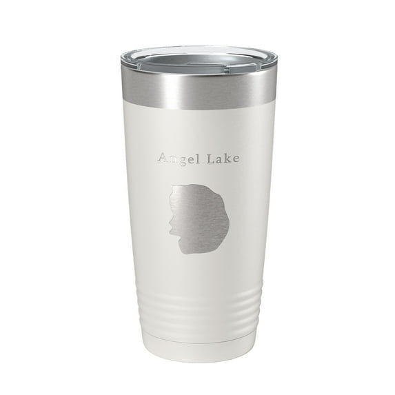 Angel Lake Map Tumbler Travel Mug Insulated Laser Engraved Coffee Cup Nevada 20 oz White