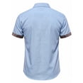 thumbnail image 6 of COSFO Blue Mens Button Down Shirt Casual Beach Short Sleeve Shirt Summer Collared Relaxed Fit Mens Shirts L, 6 of 9