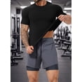 thumbnail image 2 of Gustave Workout Shirts Gym Tops for Men Dry Fit Athletic T-Shirts Crew Neck Short Sleeve Moisture Wicking Lightweight Casual Tees - Black, L, 2 of 8