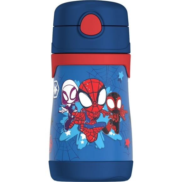 Thermos Kids 10 oz Stainless Steel Straw Bottle, Spiderman