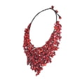 thumbnail image 2 of Handmade Synthetic Coral V-Shape Red Chandelier Necklace, 2 of 4