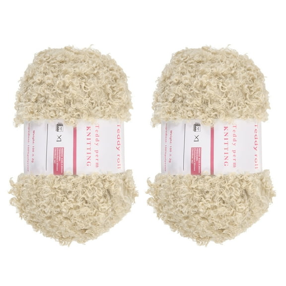 2 Skeins Fur Yarn Soft Fluffy Chunky Yarn Fuzzy Eyelash Yarn Cream White for Crocheting - 55Yard/50m, 3.8ozx2