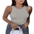 thumbnail image 2 of QJUHUNG Tank Bodysuit for Women Halter Neck Sleeveless Ribbed Bodysuit Basic Tank Tops, 2 of 8