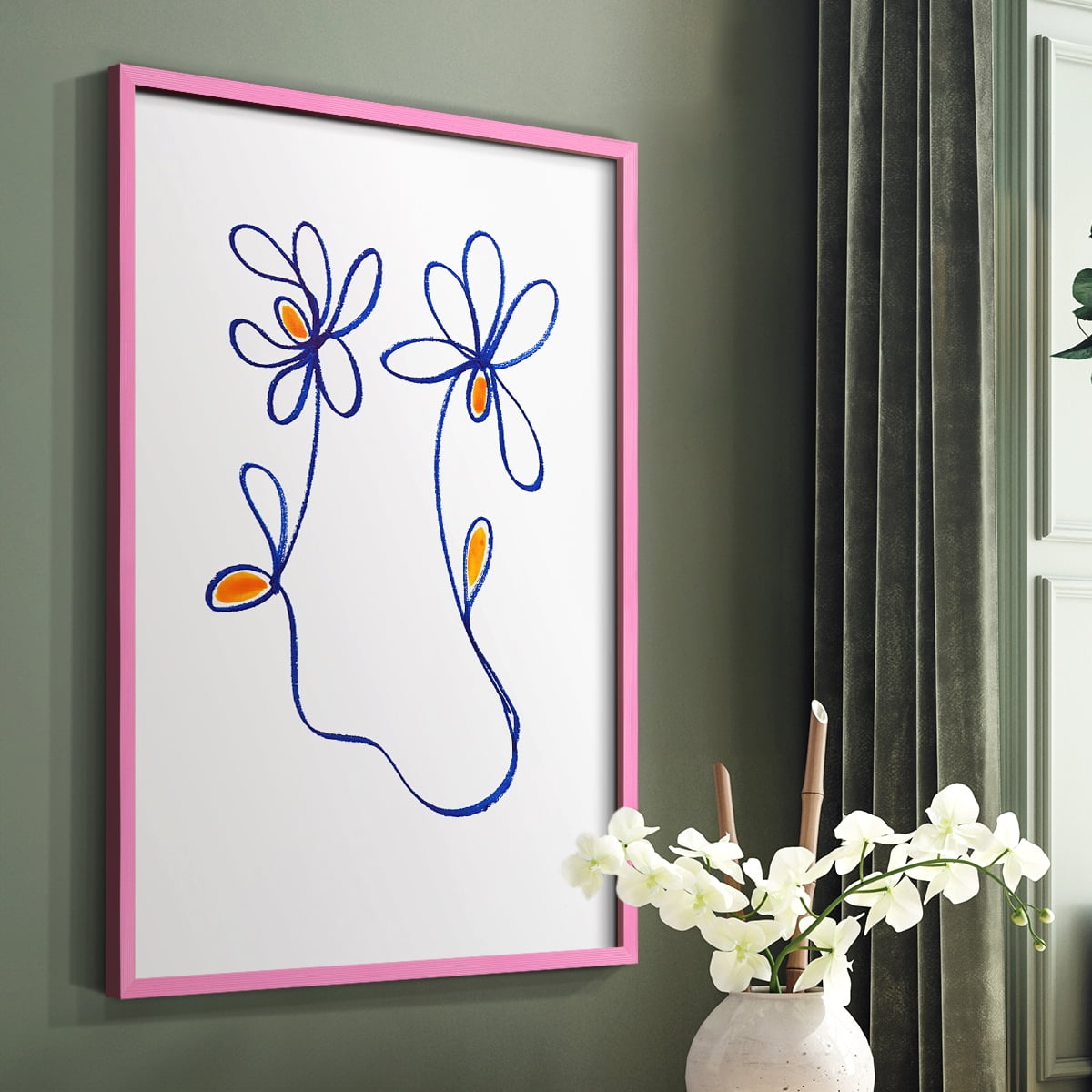 Wobbly Blooms IV Framed Print - Solid Wood in Single Picture Frame Solid Wood 2 Framed Print