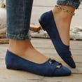 thumbnail image 2 of Gpaecead Women's Metal Embellished Flats Pointed Closed Toe Faux Suede Texture Elegant Comfort Versatile Spring Summer Shoes, Blue, 2 of 8