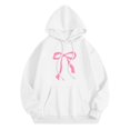 thumbnail image 7 of Fshinging Essentials Women's Hoodie Bow Letter Graphic Long Sleeve Drawstring With Pockets Trendy Clothing, 7 of 7