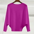 thumbnail image 3 of Comdrip Fall Sweater, Women's Autumn and Winter Fasion off The Shoulder Long Sleeve Sleeve one Word Collar Sweater Knitted Solid Color Pullover Sweaters for Women Dark Purple 2XL, 3 of 6