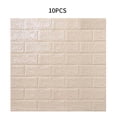 thumbnail image 1 of Papel tapiz 3D Etiqueta de pared de ladrillo Espuma TV Calcomanía de fondo Autoadhesivo Peel adhesivo, 10 piezas, Beige sidaley HA002452-24, 1 of 6