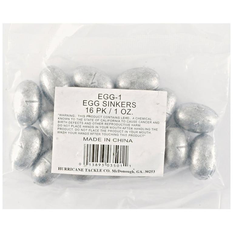 South Bend Large Egg Sinkers Fishing Weights Terminal Tackle, 1 oz., 16-pack