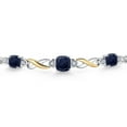 thumbnail image 3 of Gem Stone King 925 Silver and 10K Yellow Gold Blue Sapphire and White Lab Grown Diamond Bracelet for Women | 2.79 Cttw | Gemstone September Birthstone | Cushion 6MM and 5MM | Fully Adjustable 9 inch, 3 of 5
