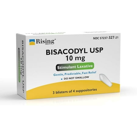 Rising Health - Fast Relief Medicated Laxative Suppositories - Rectal Use Only, Bisacodyl 10 mg - Stimulant Laxative - Constipation Relief - Works in 15 Minutes to 1 Hour (12 Count, 12, Count)
