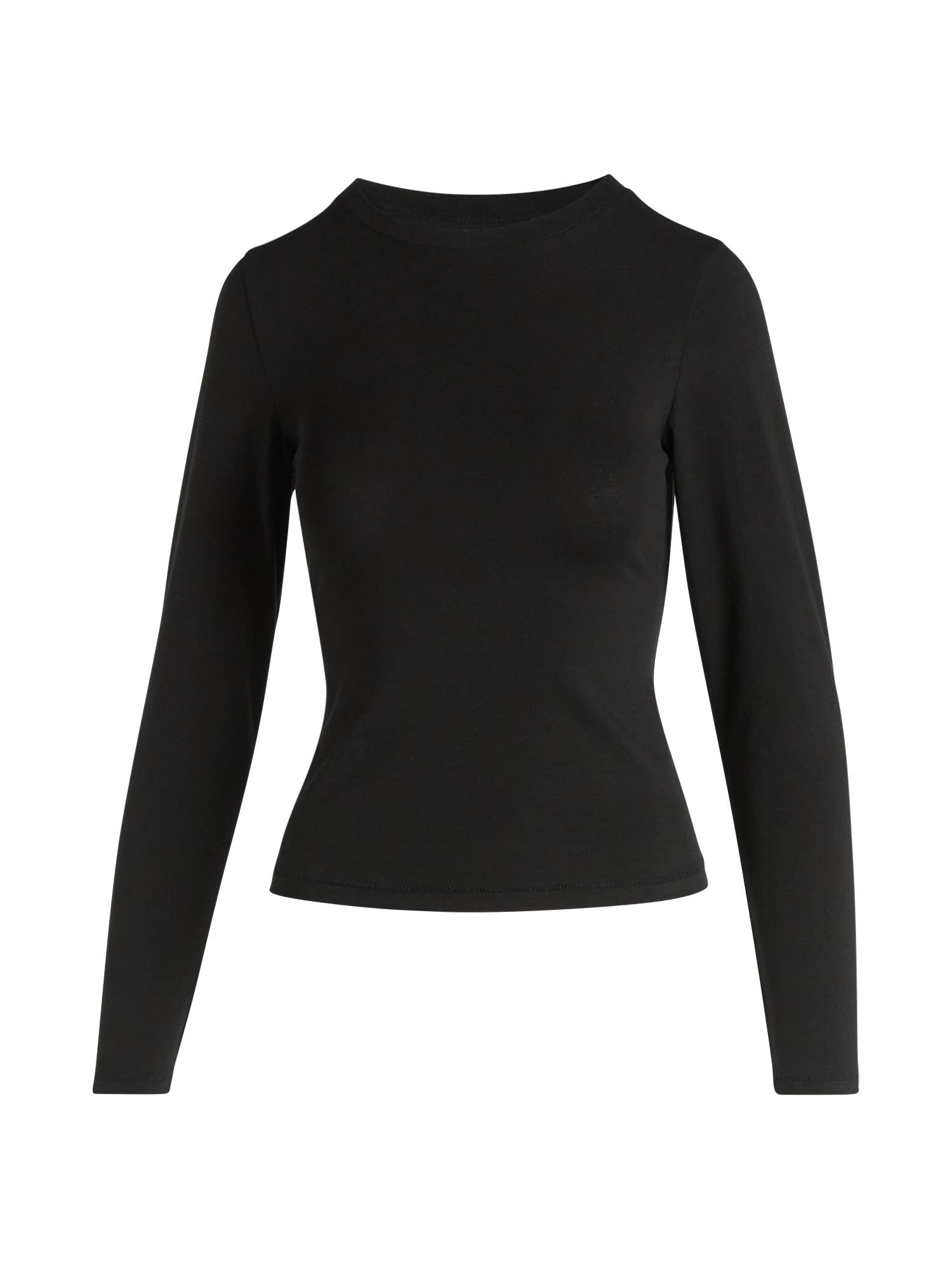 Women’s Stretch Cotton Blend Crewneck Tee with Long Sleeves, Sizes XS-XXL