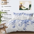 thumbnail image 3 of Queen 4 Piece Bedding Set Retro Blue Eucalyptus Leaves Soft Breathable Duvet Cover and Pillowcase, Watercolor Botanical Duvet Cover Set Bed Sheets for Bedroom Dormitory Guest Room, 3 of 9