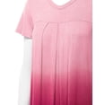 thumbnail image 3 of MBJ WT1085 Womens Dip Dye V Neck Short Sleeve Pleats Tunic Top S FUCHSIA, 3 of 3