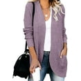 thumbnail image 2 of POINTERTECK Womens Long Sleeve Open Front Waffle Chunky Knit Cardigan Sweater Outwear, 2 of 5