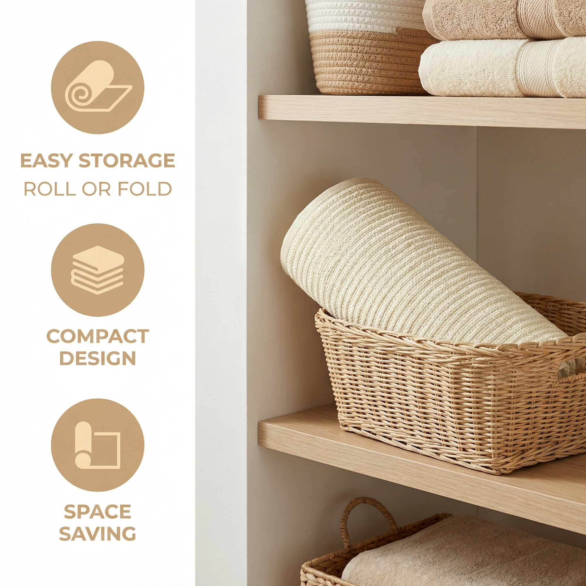 Unique Bargains Cotton Waffle Soft Absorbent Bath Towels 2 Pack White/Brown 55"x28"