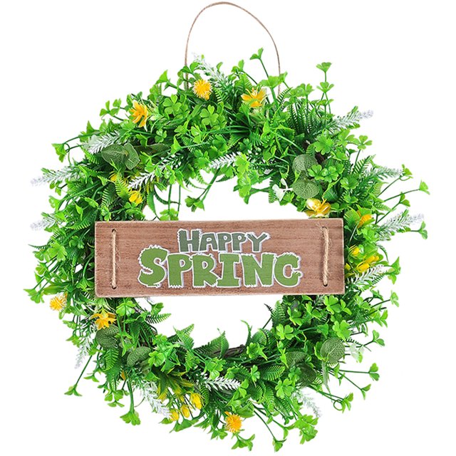 1Set Circular Green Artificial Leaf Wreath for Spring and Easter Decorations 40cm Diameter