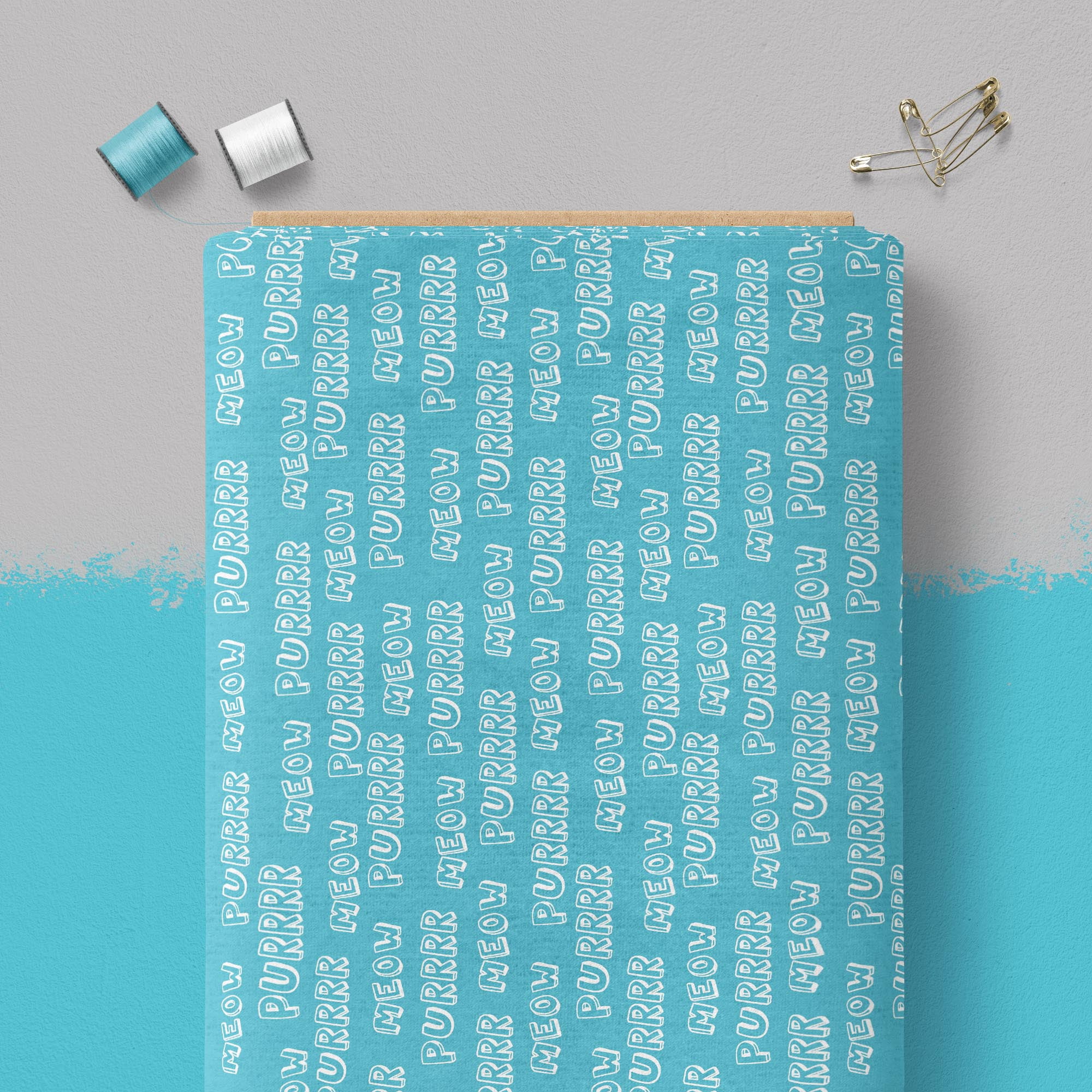 Create It 44" 100% Cotton Meow Sewing & Craft Fabric 8 Yard Bolt, Turquoise